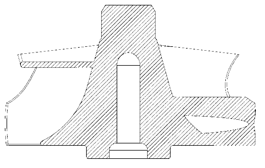 Near-net shaping method for charging turbine with hollow internal structure