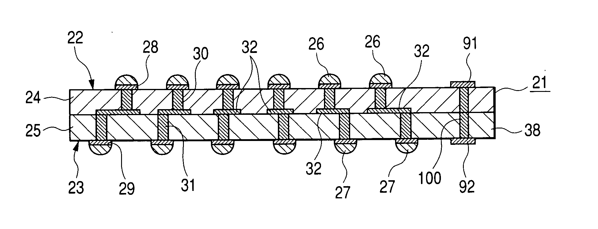 Intermediate substrate, intermediate substrate with semiconductor element, substrate with intermediate substrate, and structure having semiconductor element, intermediate substrate and substrate