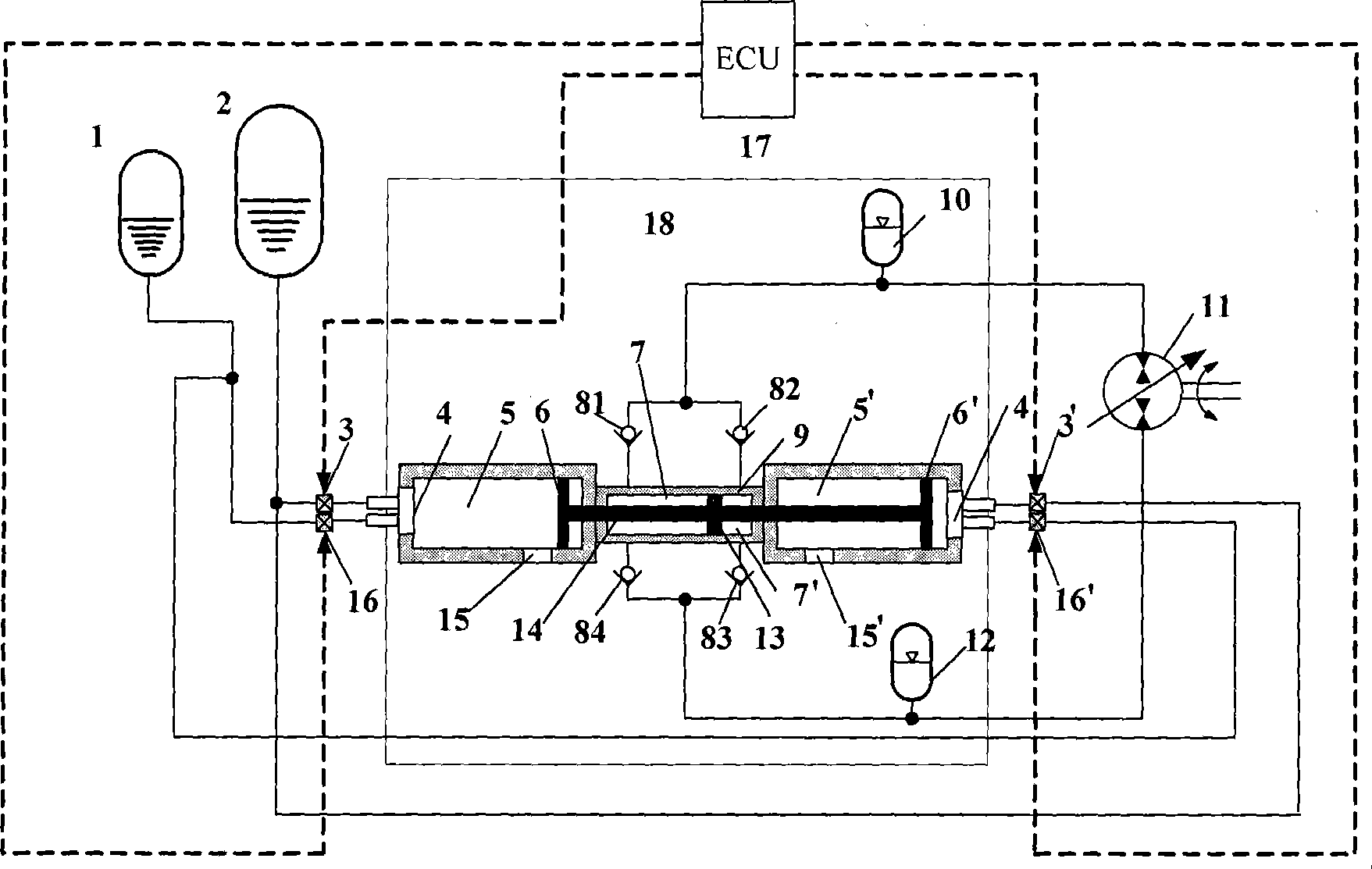 Double group component hydraulic free-piston engine