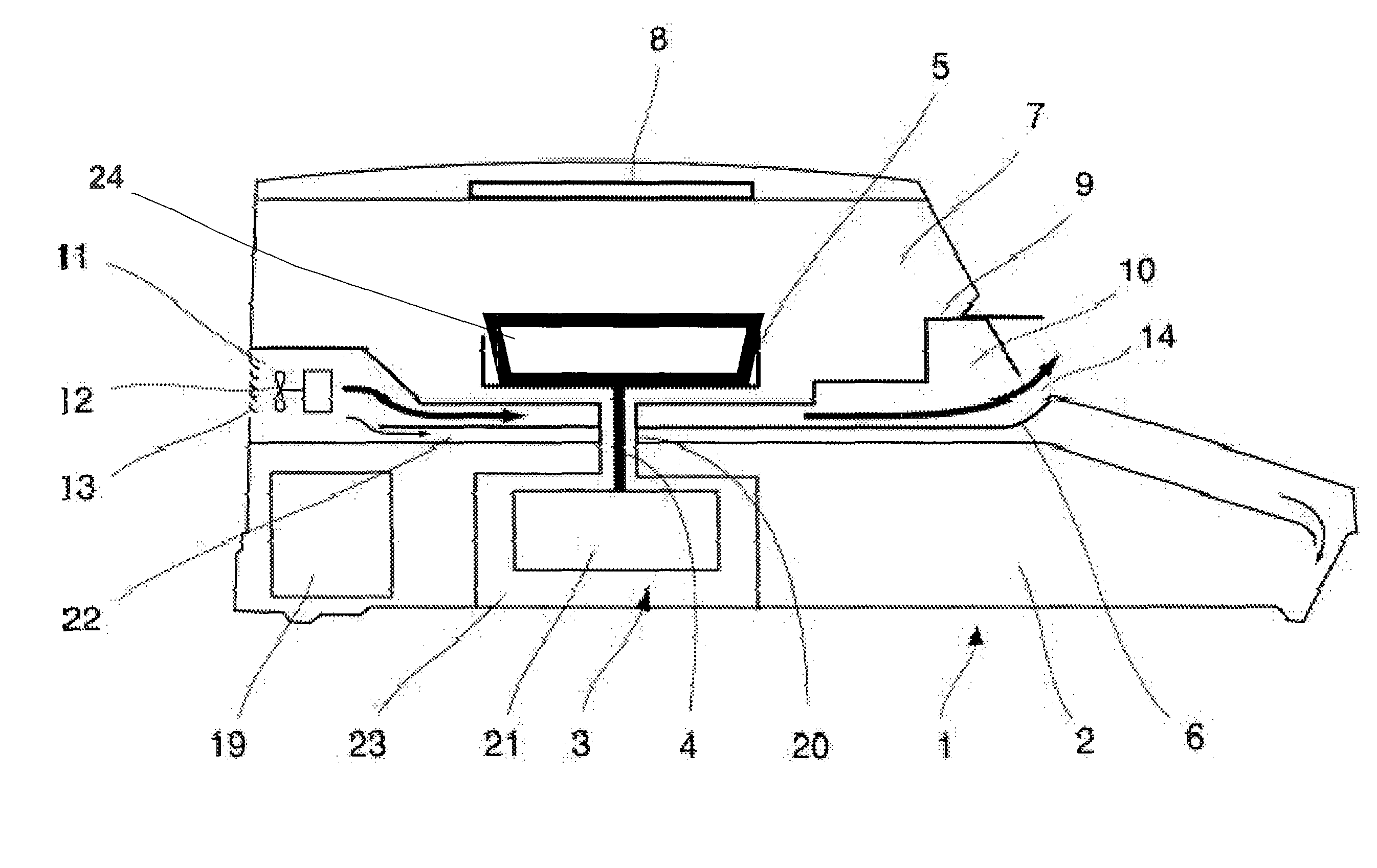 Gravimetric moisture-determination instrument with an air duct for cooling