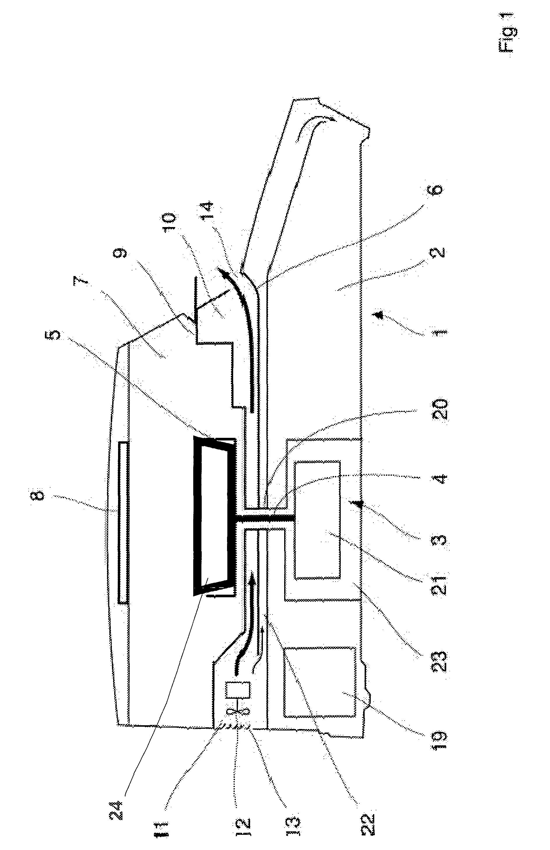 Gravimetric moisture-determination instrument with an air duct for cooling