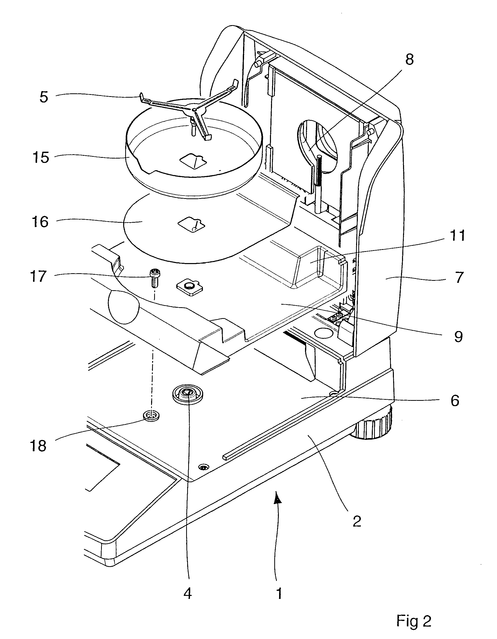 Gravimetric moisture-determination instrument with an air duct for cooling