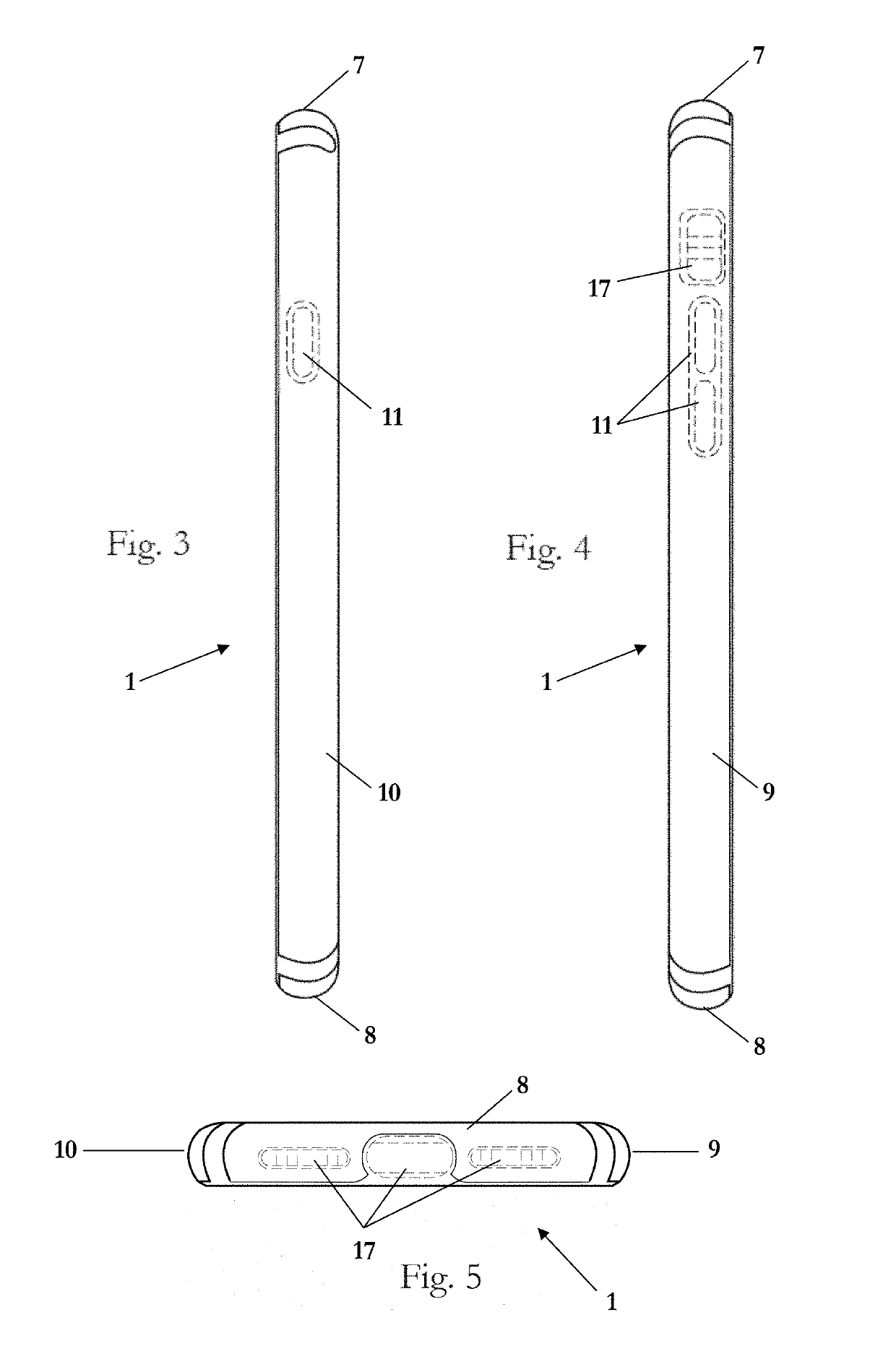 Case with shock-absorbing impact geometry