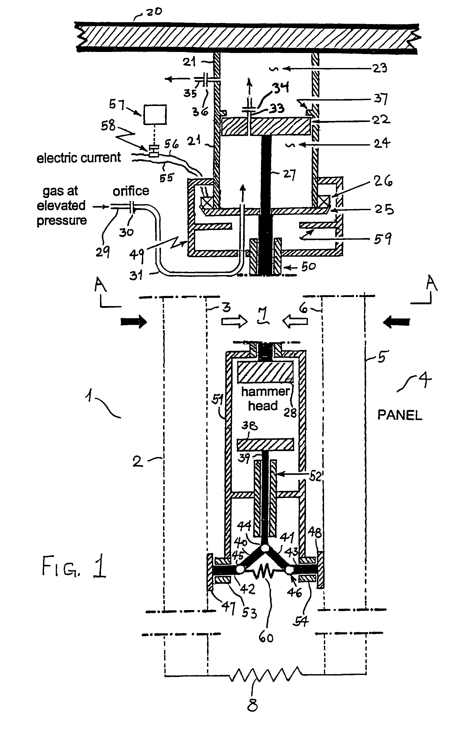 Method and apparatus for renewing gas-entry faces of a panel for gas and granular material contacting