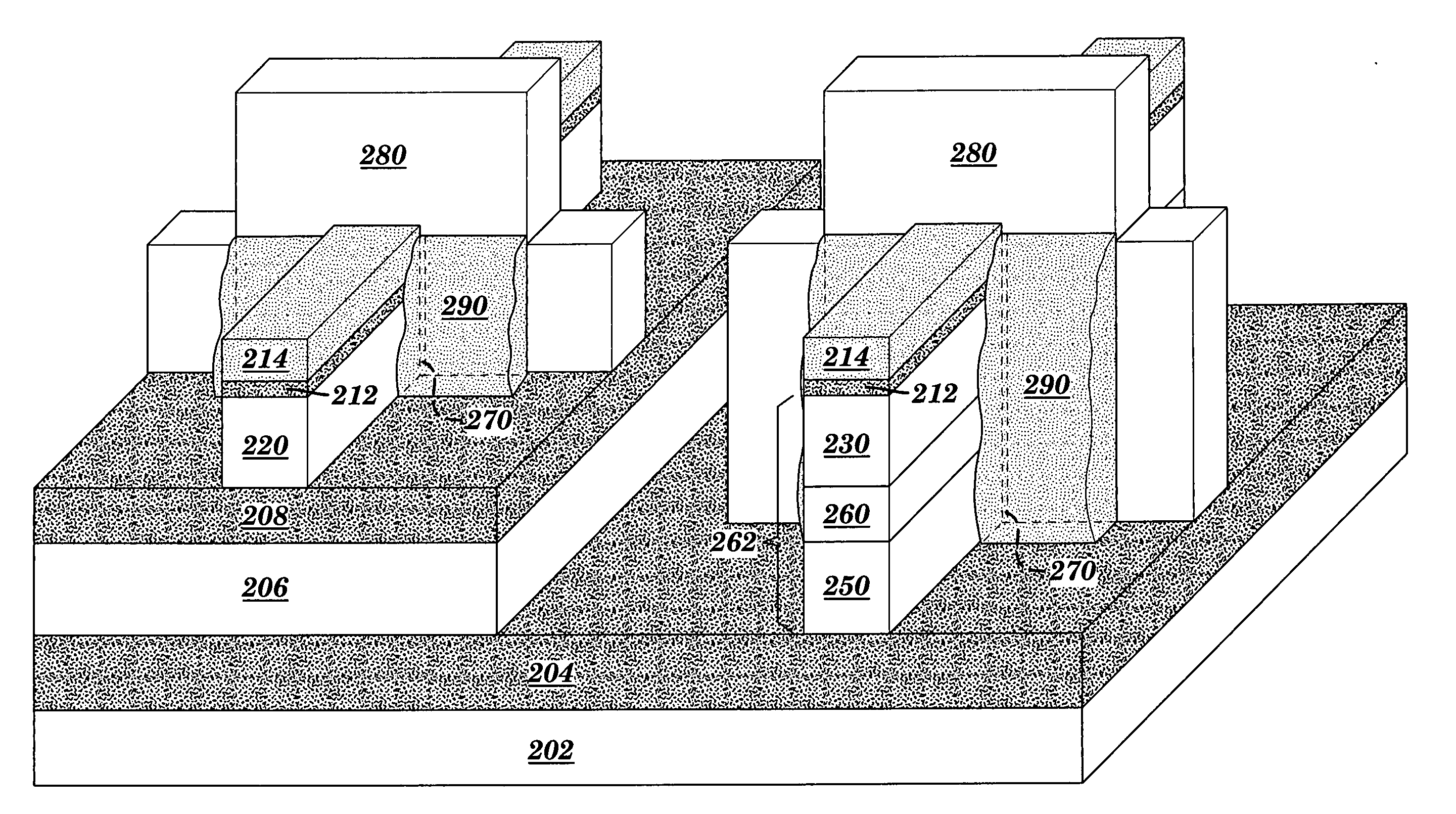 structure and method of manufacturing a finFet device having stacked fins