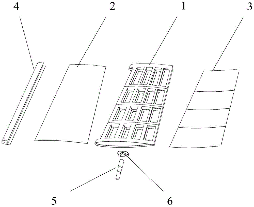 A structure and processing method of integrally formed rudder surface of composite material with decreasing stiffness