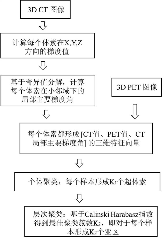 Lung gland squamous cell carcinoma diagnosis device based on PET/CT image sub-region imaging omics characteristics