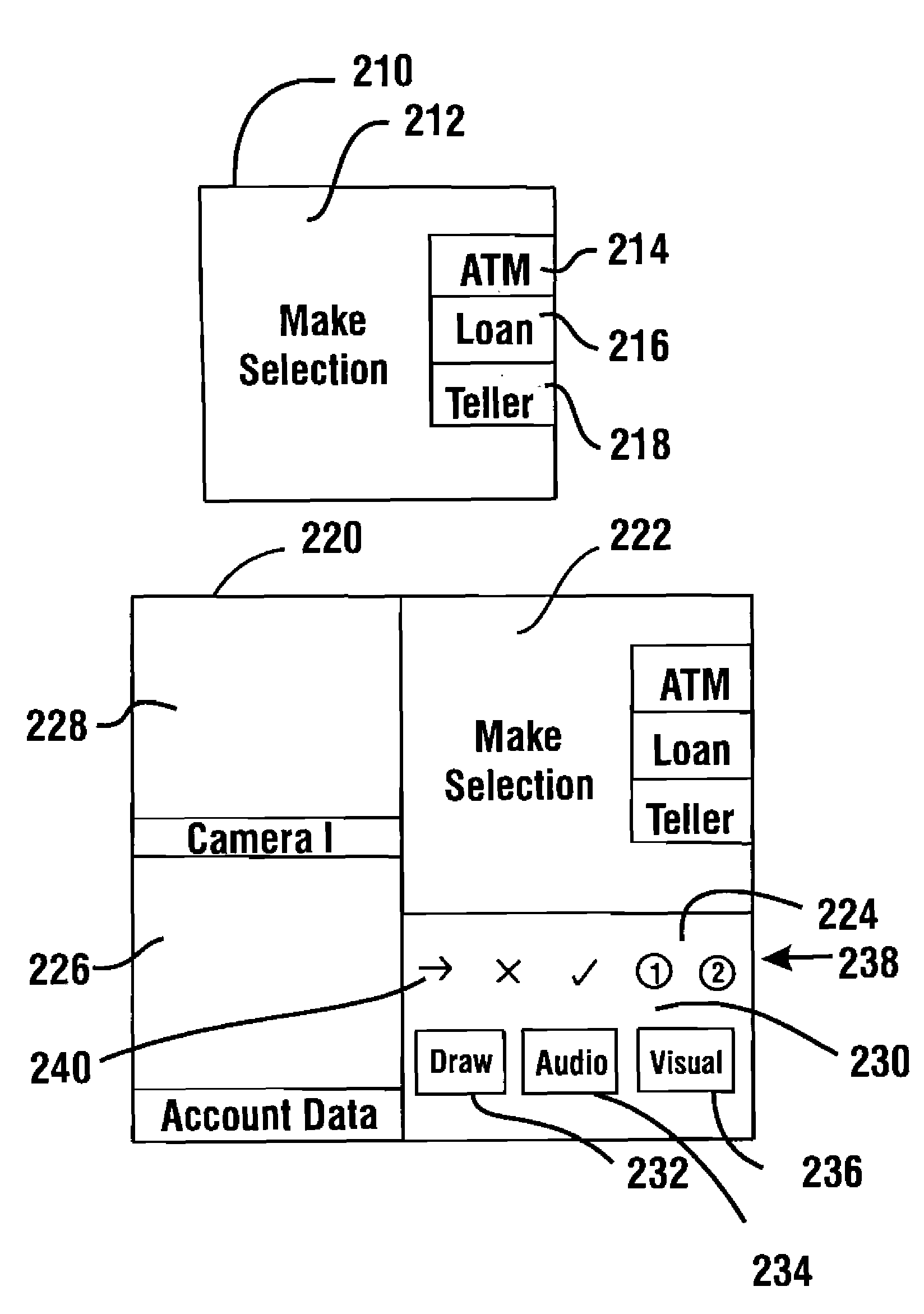 ATM that allows a user to select a desired transaction by touch dragging a displayed icon that represents the desired transaction