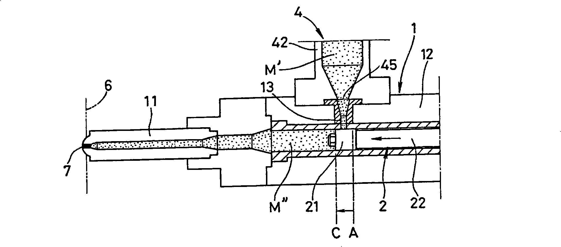 Method for preventing leaking of molten metal in injection molding of metal material