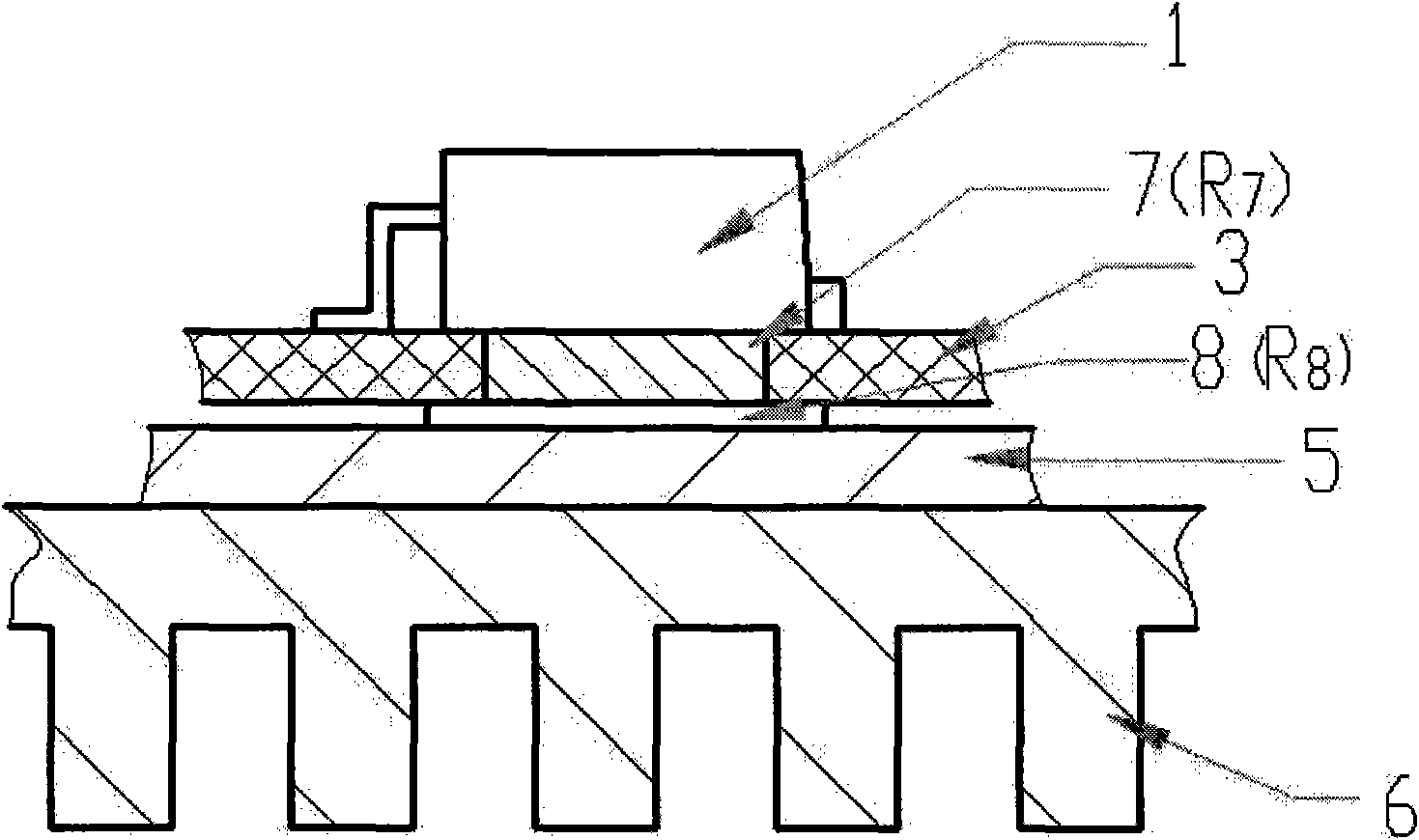 Heat radiation structure of surface mounting high-power element