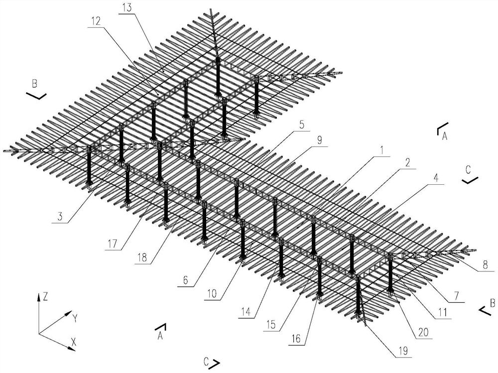 Special-shaped plane double-cantilever narrow-flange variable-cross-section steel framework roof and assembling method