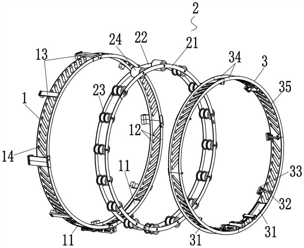 A hose and pipeline winding device for a segment assembly machine