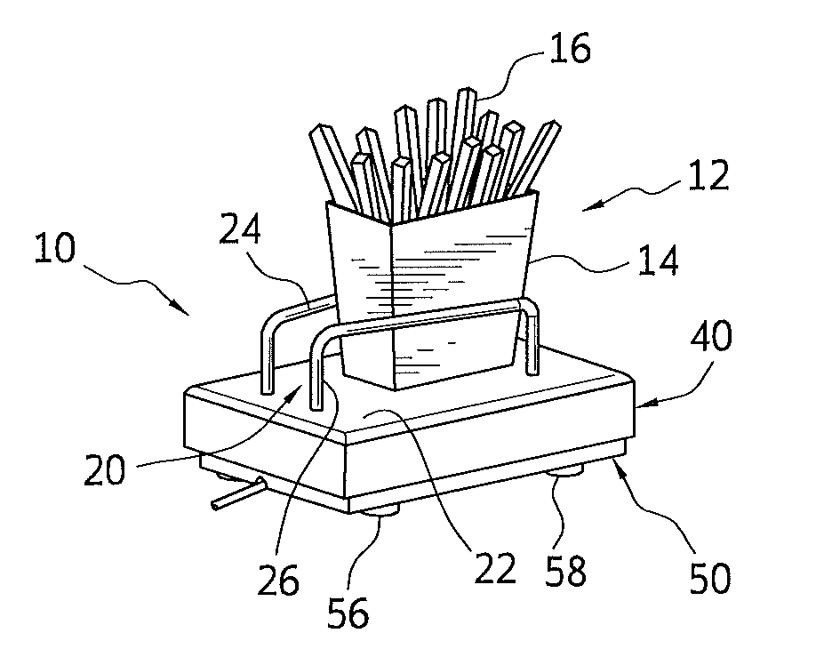 Cup-Holding Repositionable Food Scale Weight Sensing System, Fry Ribbon Bridge Assembly And Method