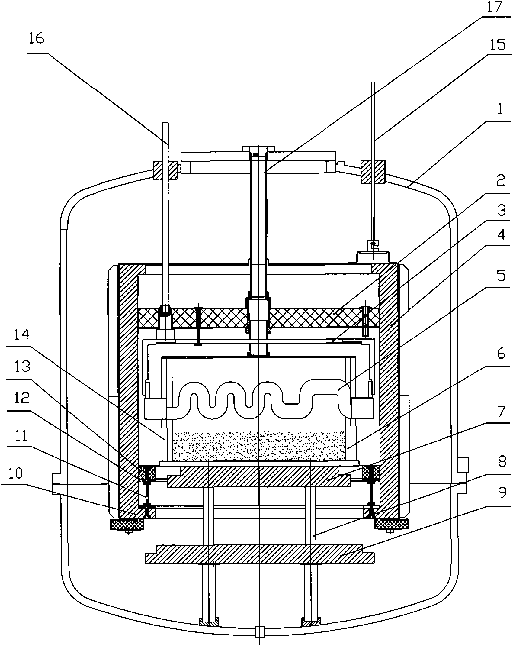 Follow-up heat insulation ring thermal field structure for vertical oriented growth of polysilicon