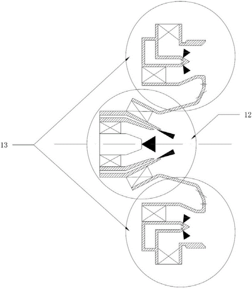 Three-stage stratified combustion high temperature rise combustion chamber structure