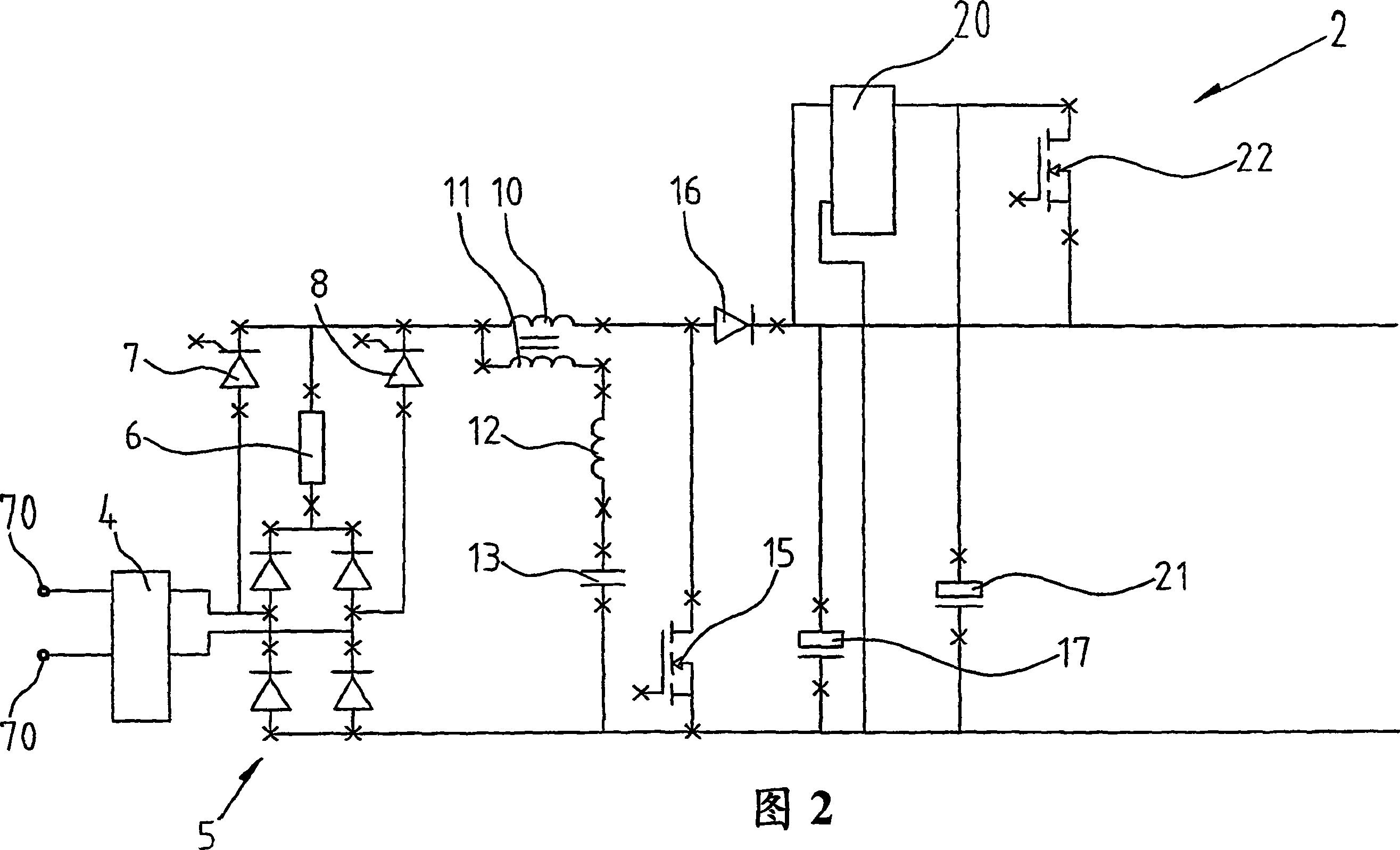 AC/DC converter comprising plural converters in cascade