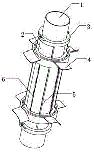 Vortex induced vibration suppression device with axial direction slip rotary impeller pair and method