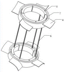 Vortex induced vibration suppression device with axial direction slip rotary impeller pair and method