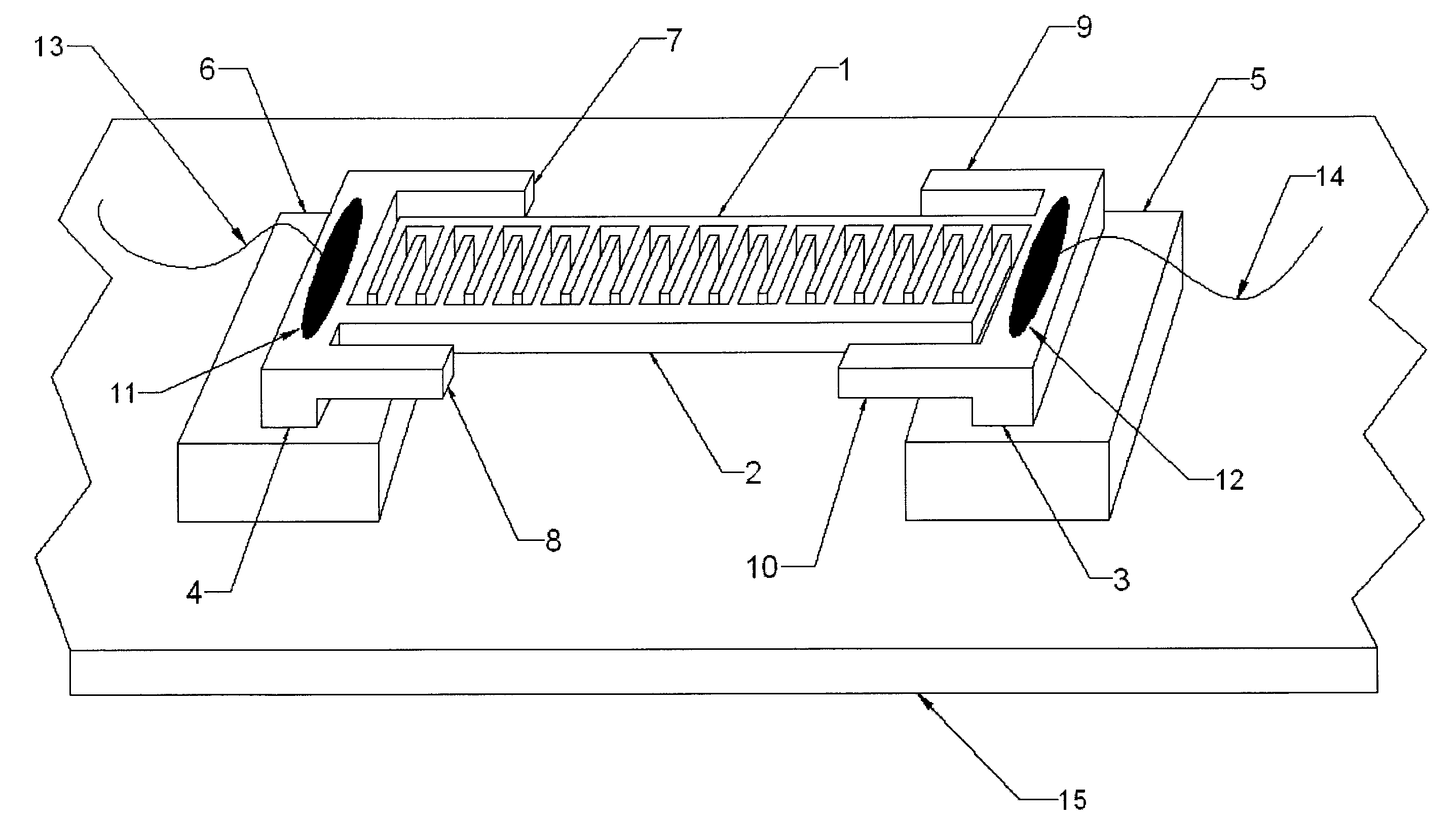 MEMS capacitive bending and axial strain sensor