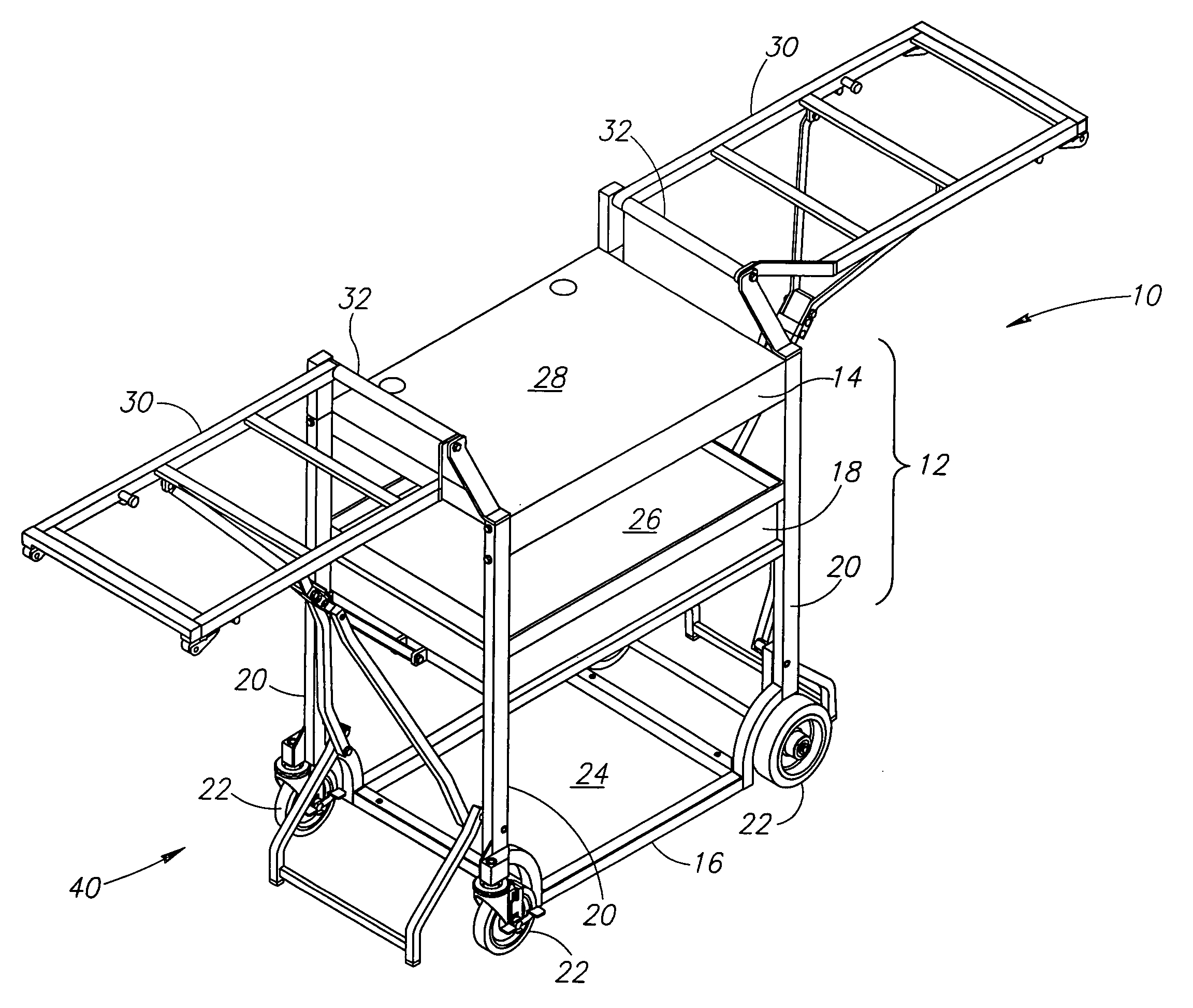 Multiple link, self-jacking work cart wa002