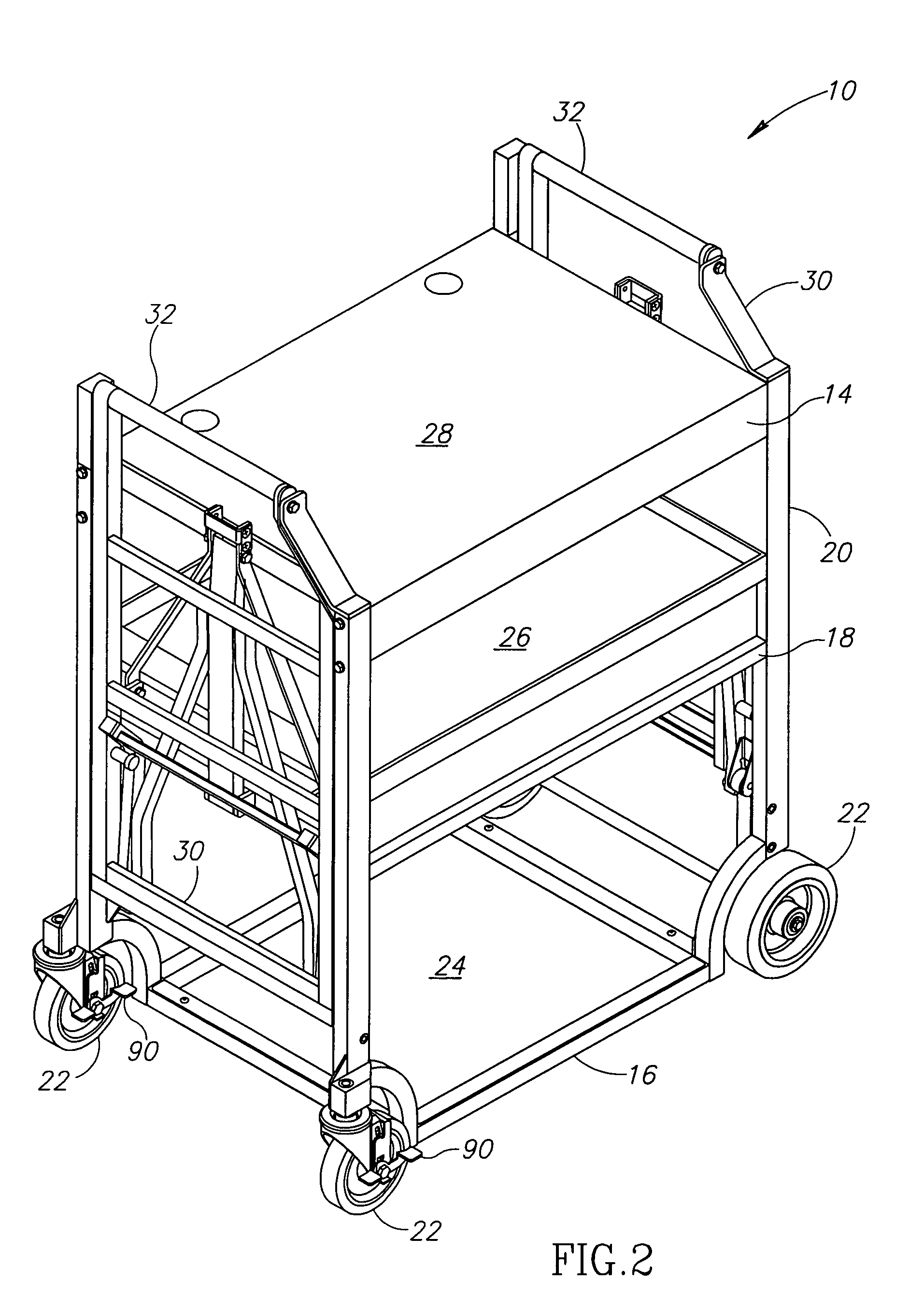 Multiple link, self-jacking work cart wa002