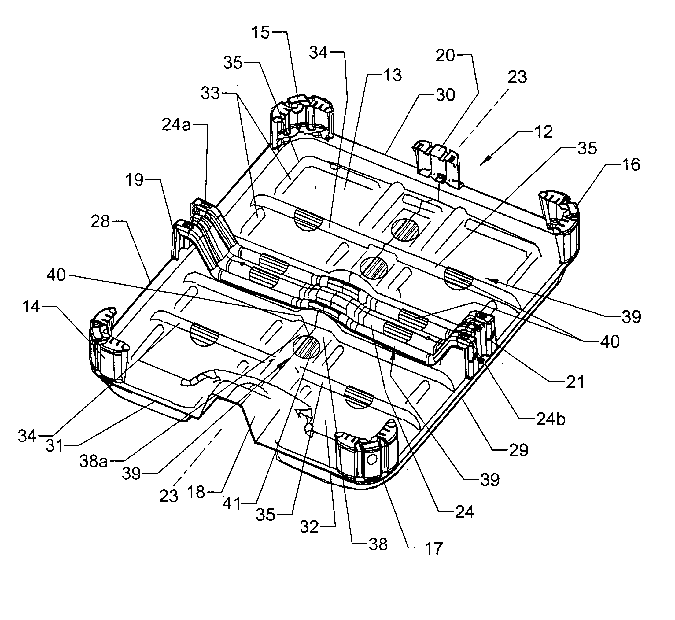 Pallet-type support frame for transport and storage containers for liquids