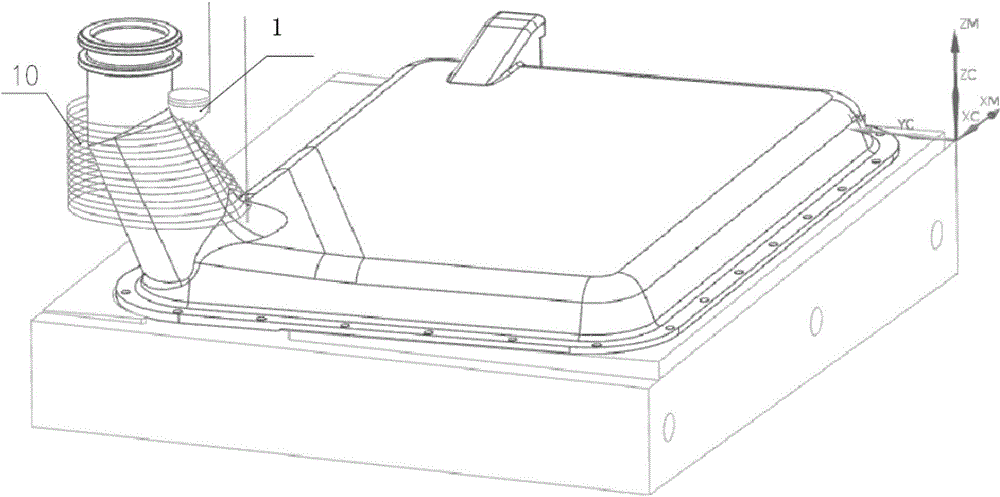 Surface machining method for obtrusive hollow cylinder and ball end mill