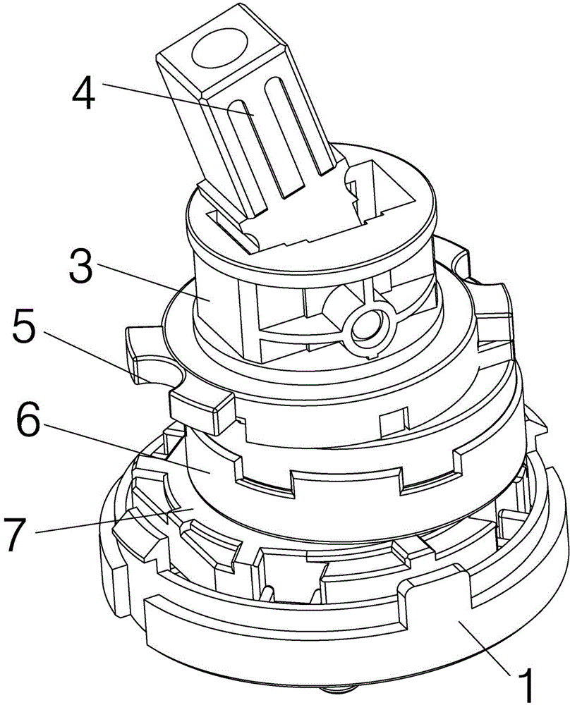 Two input and two outlet water mixing valve core with waterway switch function