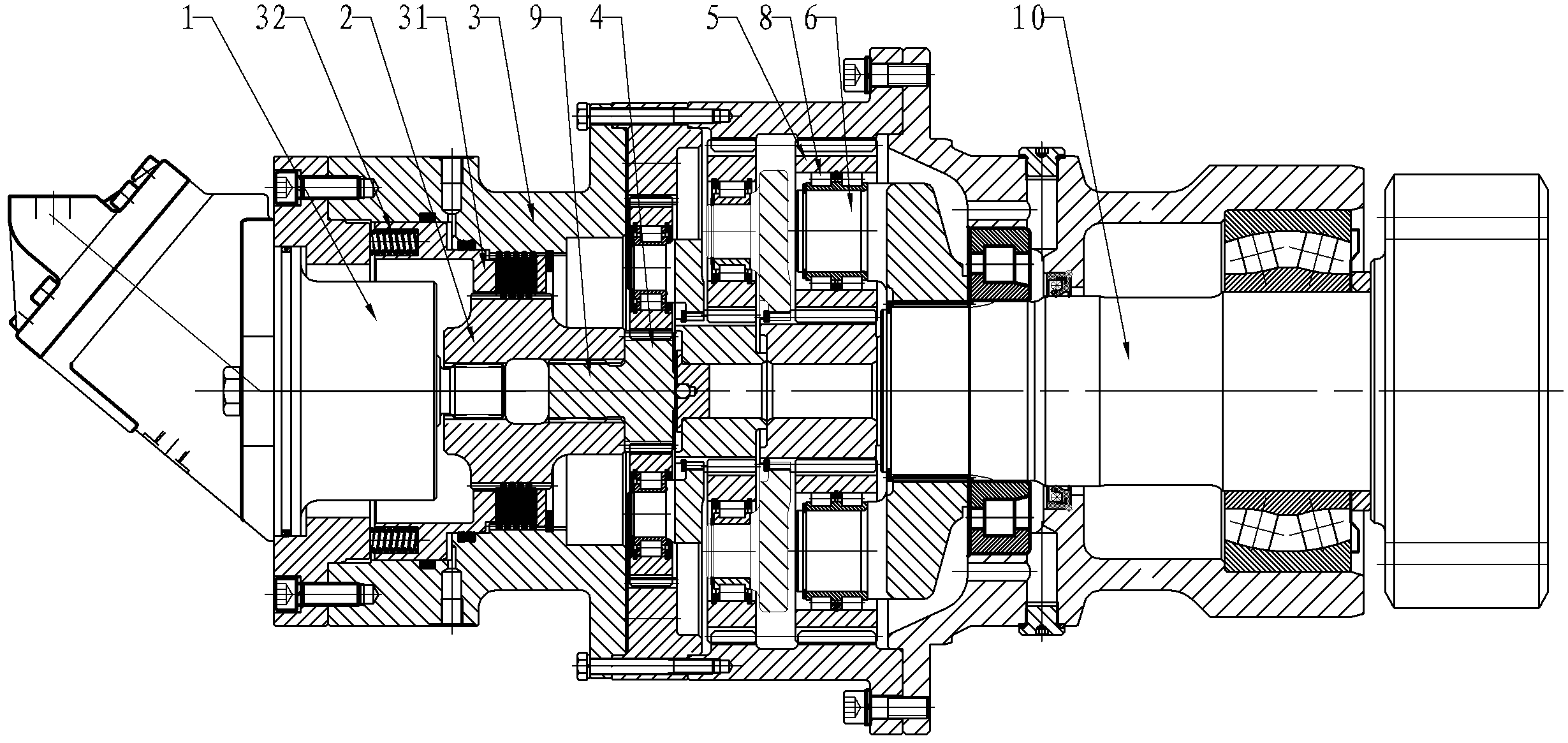 Planetary transmission swinging mechanism