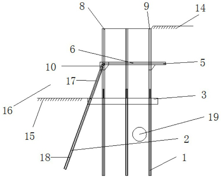 Unloading type thin-walled box dead walls borne by oblique vertical sectional steel tube piles and construction technology