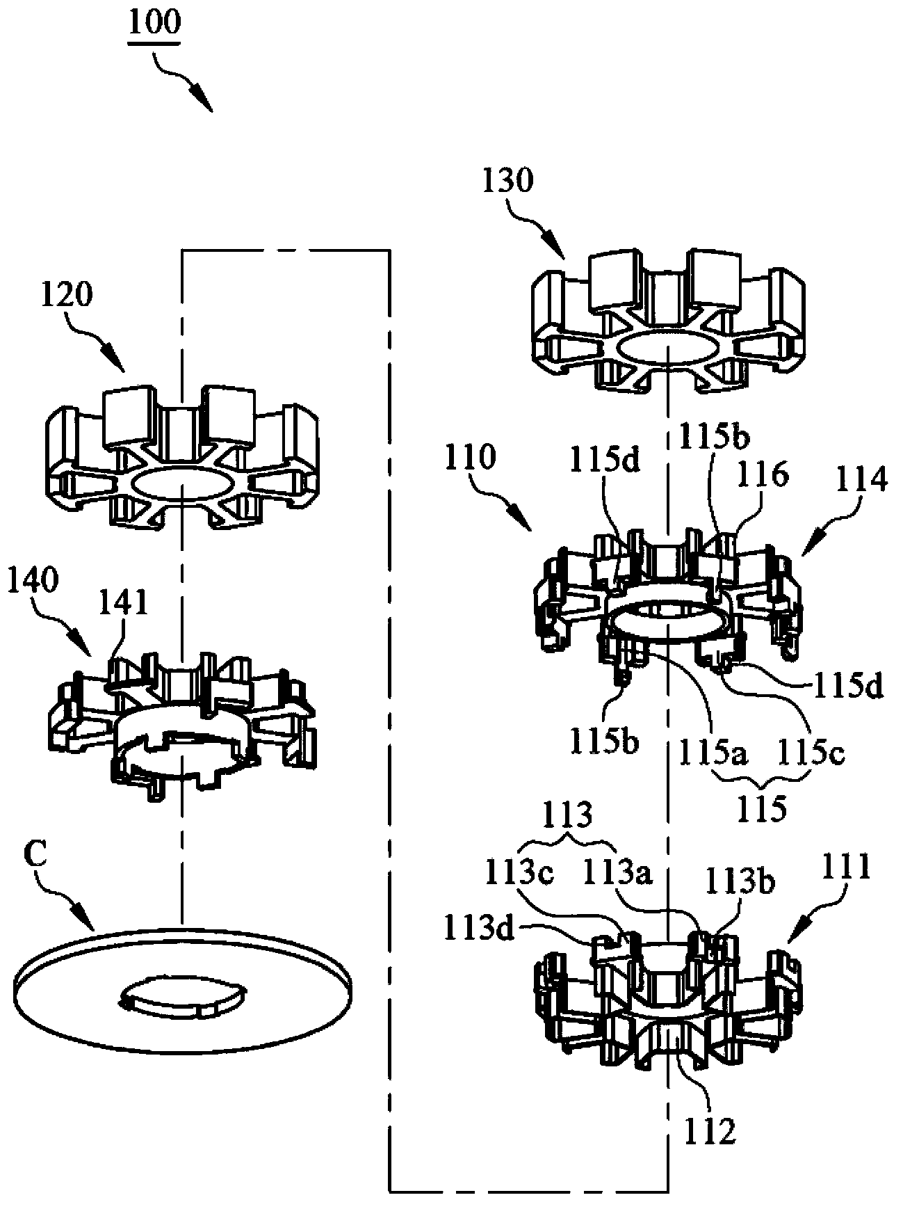 Stackable magnetic conductive structure