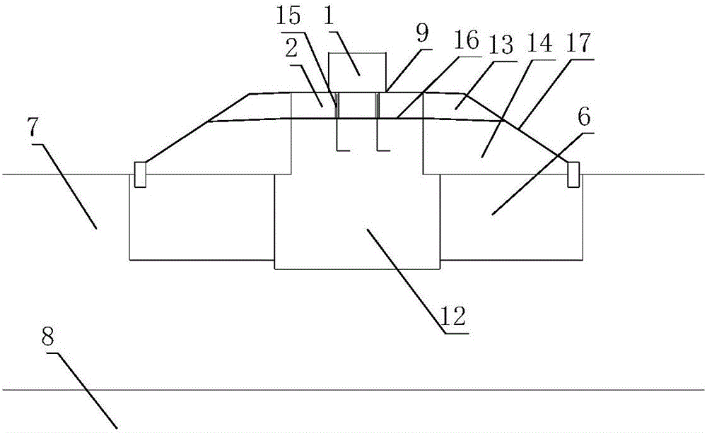 Transition section structure for middle and low speed, magnetic levitation, single-line fill-section pile foundation, joist-type rail-bearing beam