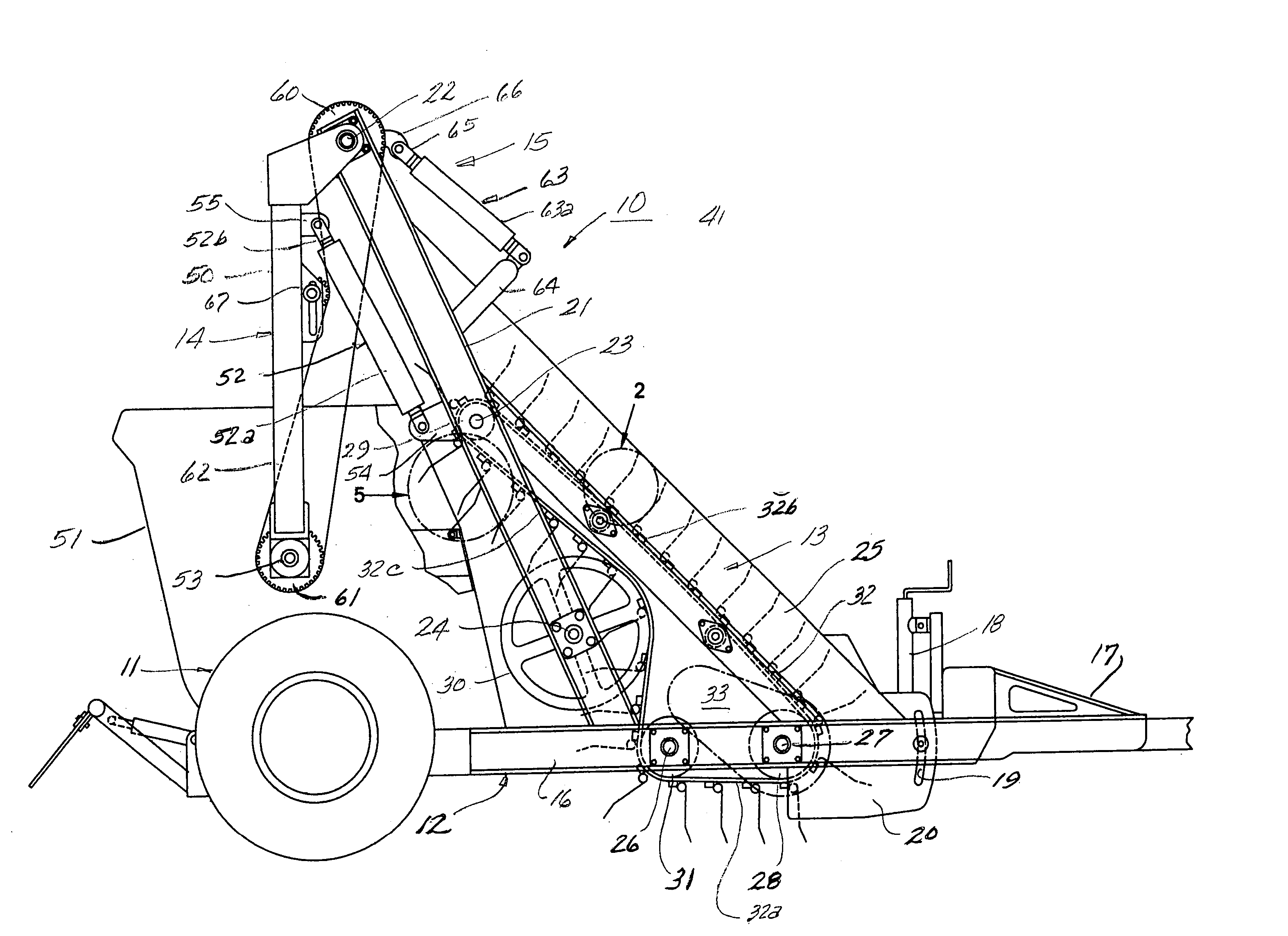 Machine for removing articles deposited on the ground