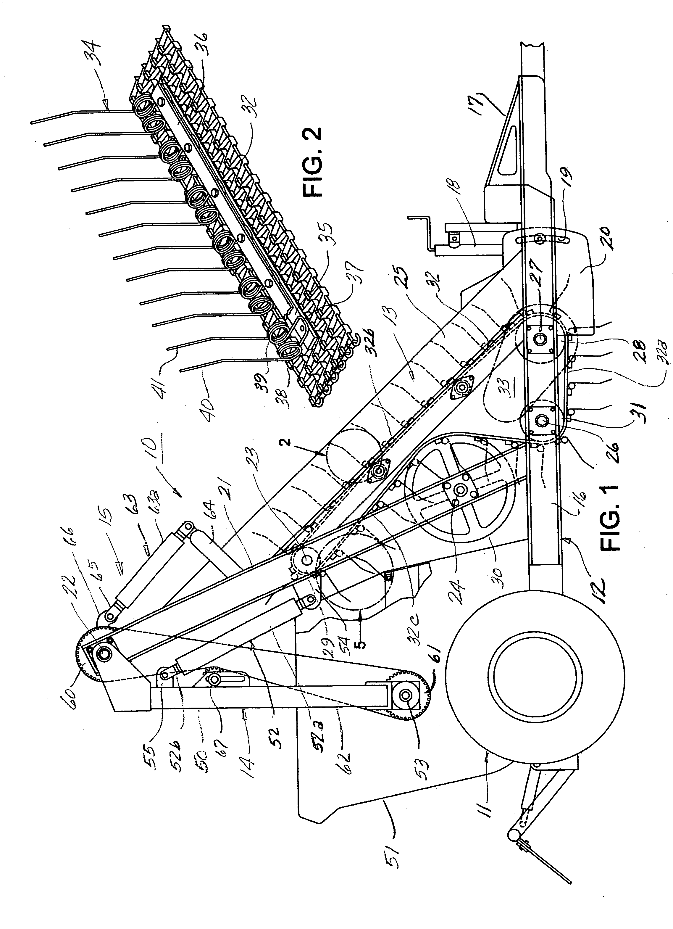 Machine for removing articles deposited on the ground