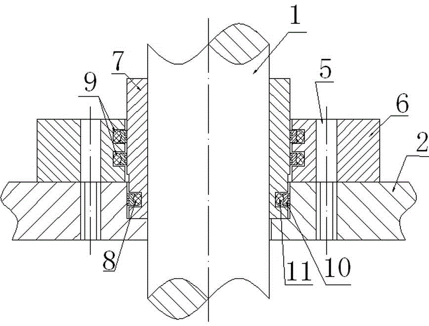 Rotating long-thin shaft sealing structure