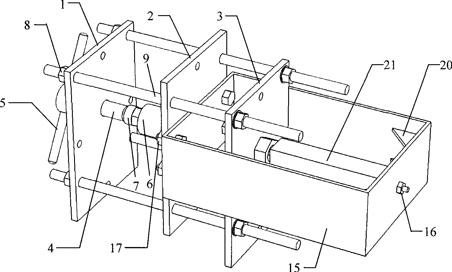 Bidirectional composite force loading test device for masonry test piece