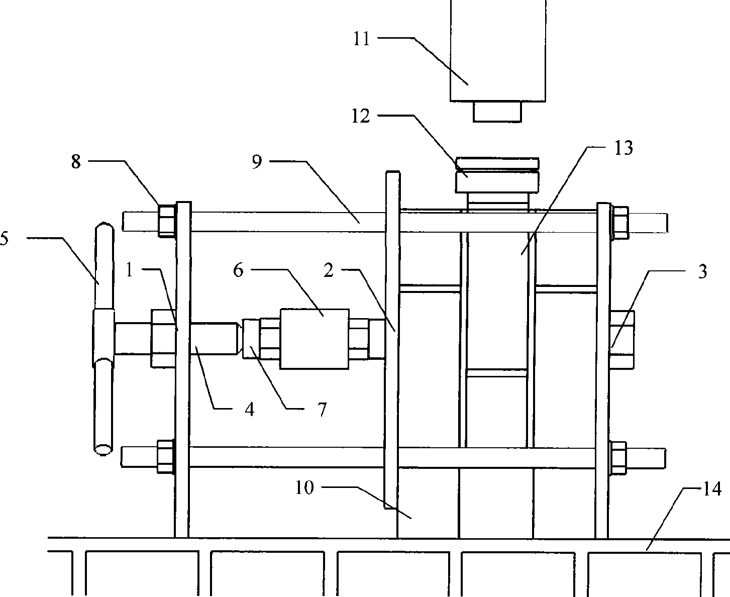 Bidirectional composite force loading test device for masonry test piece