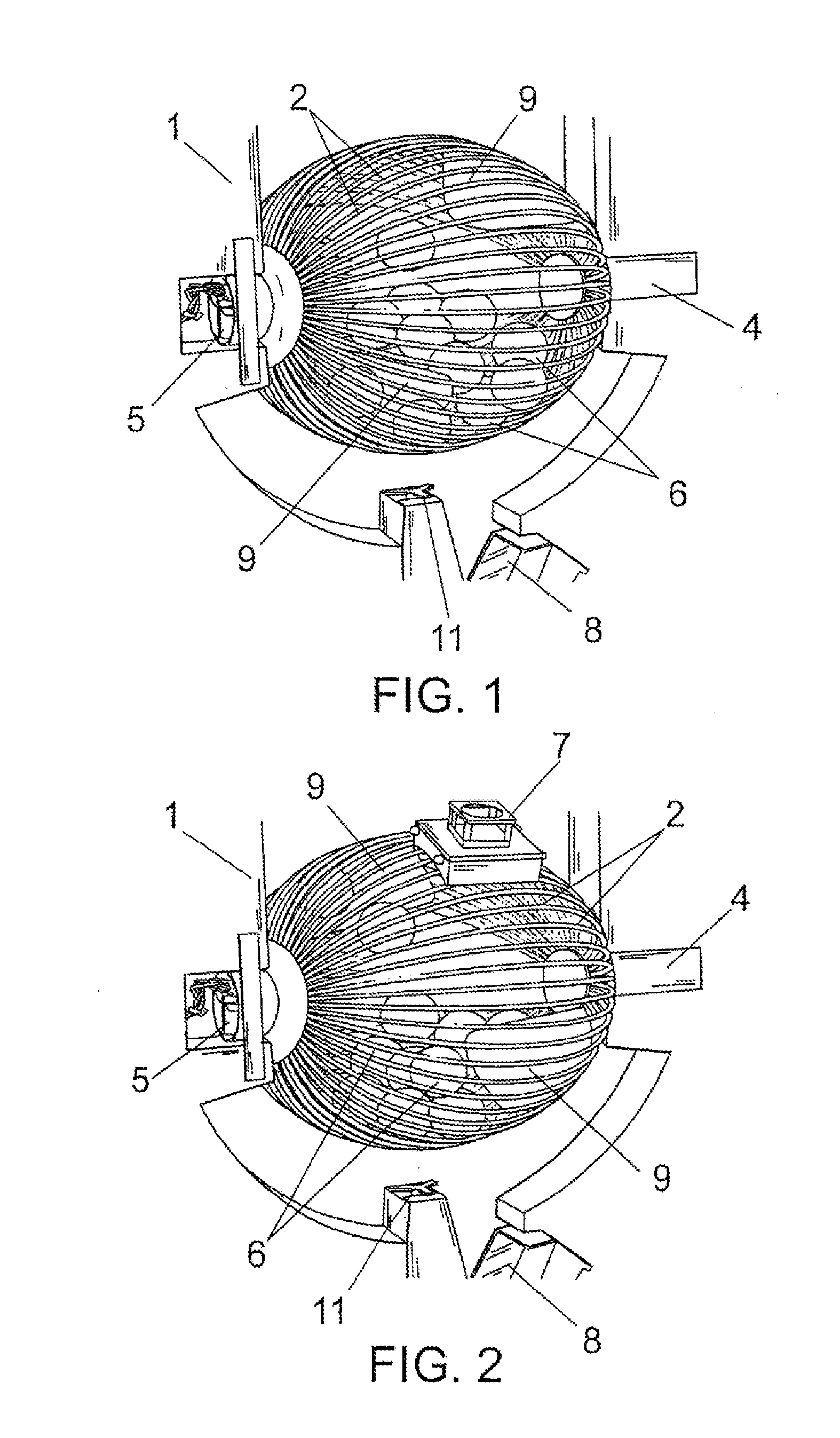 Ball whirling device for recreational games of chance