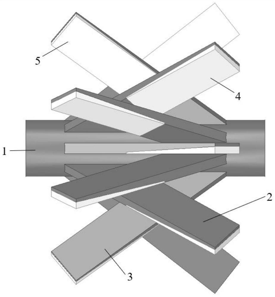 Angular power division waveguide structure applied to dielectric loading gyrotron traveling wave tube