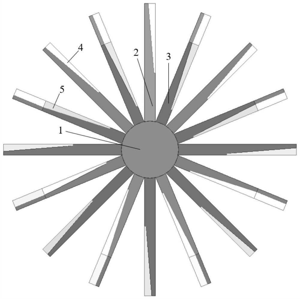 Angular power division waveguide structure applied to dielectric loading gyrotron traveling wave tube