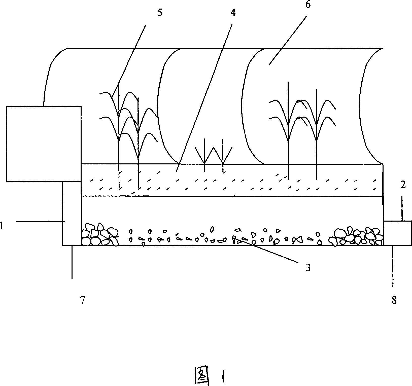 Artificial arch canopy wet land and its application in sewage treatment