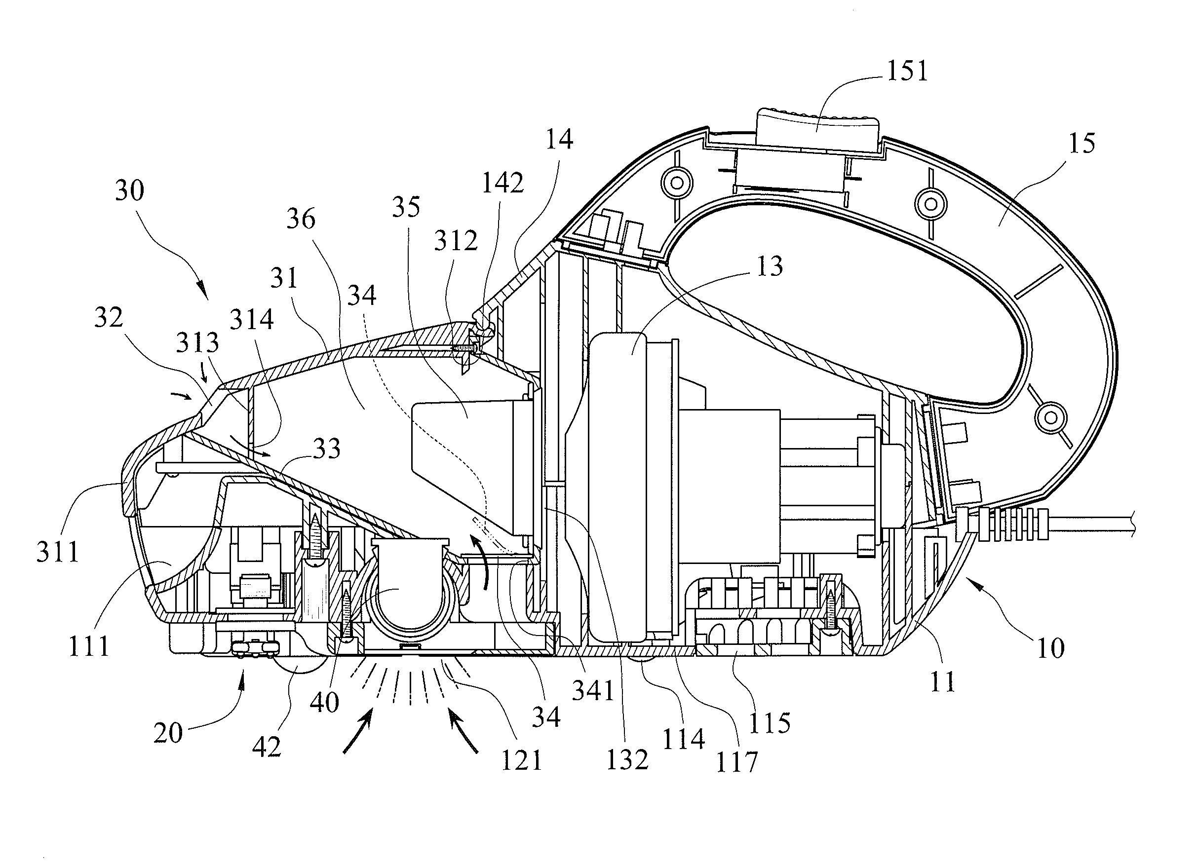 Double suction type sterilizing vacuum cleaner