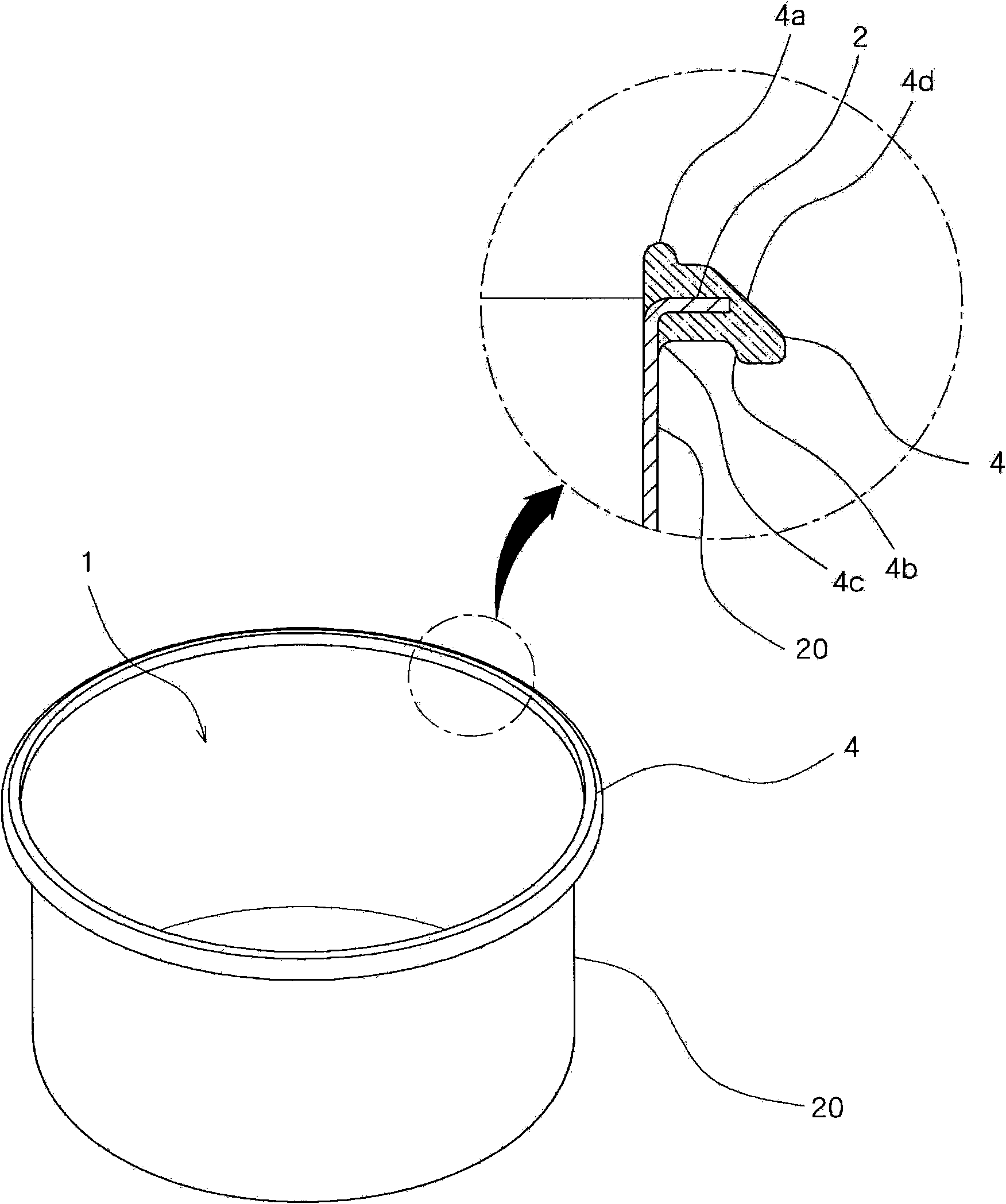 Metal container with locking member