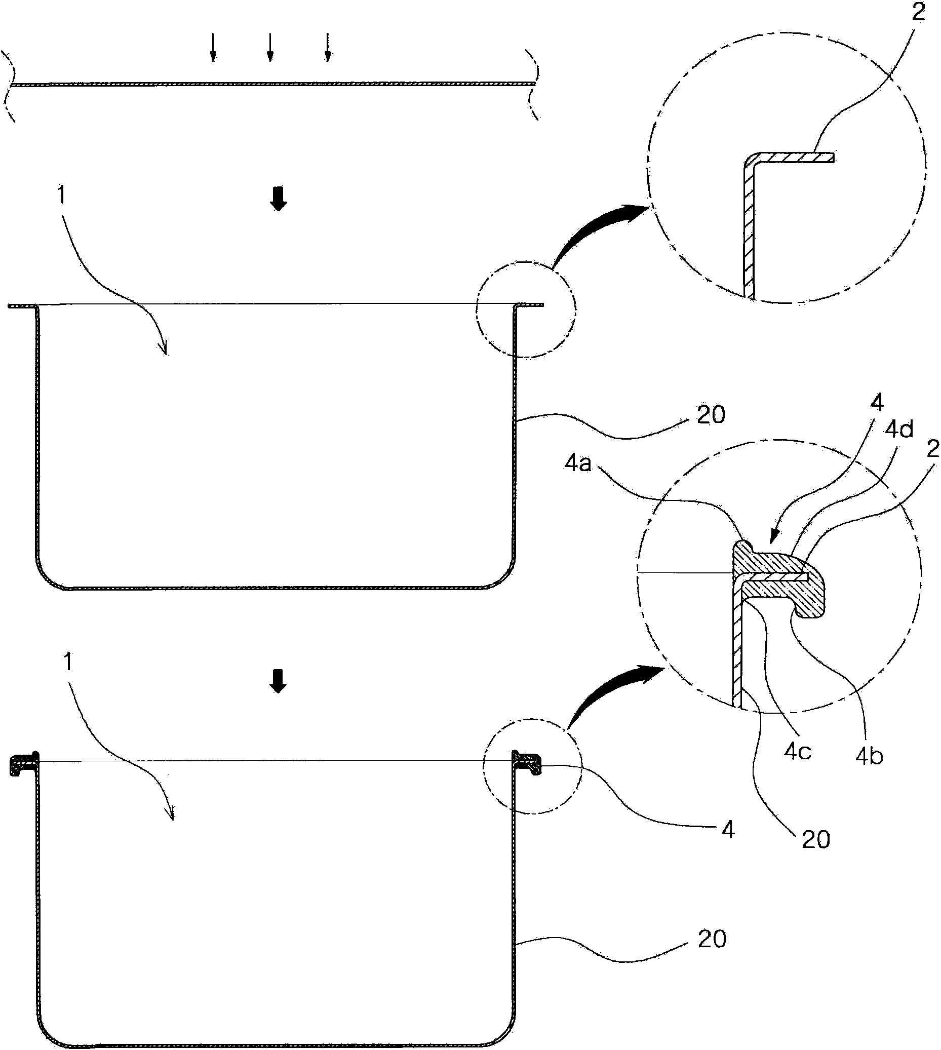 Metal container with locking member