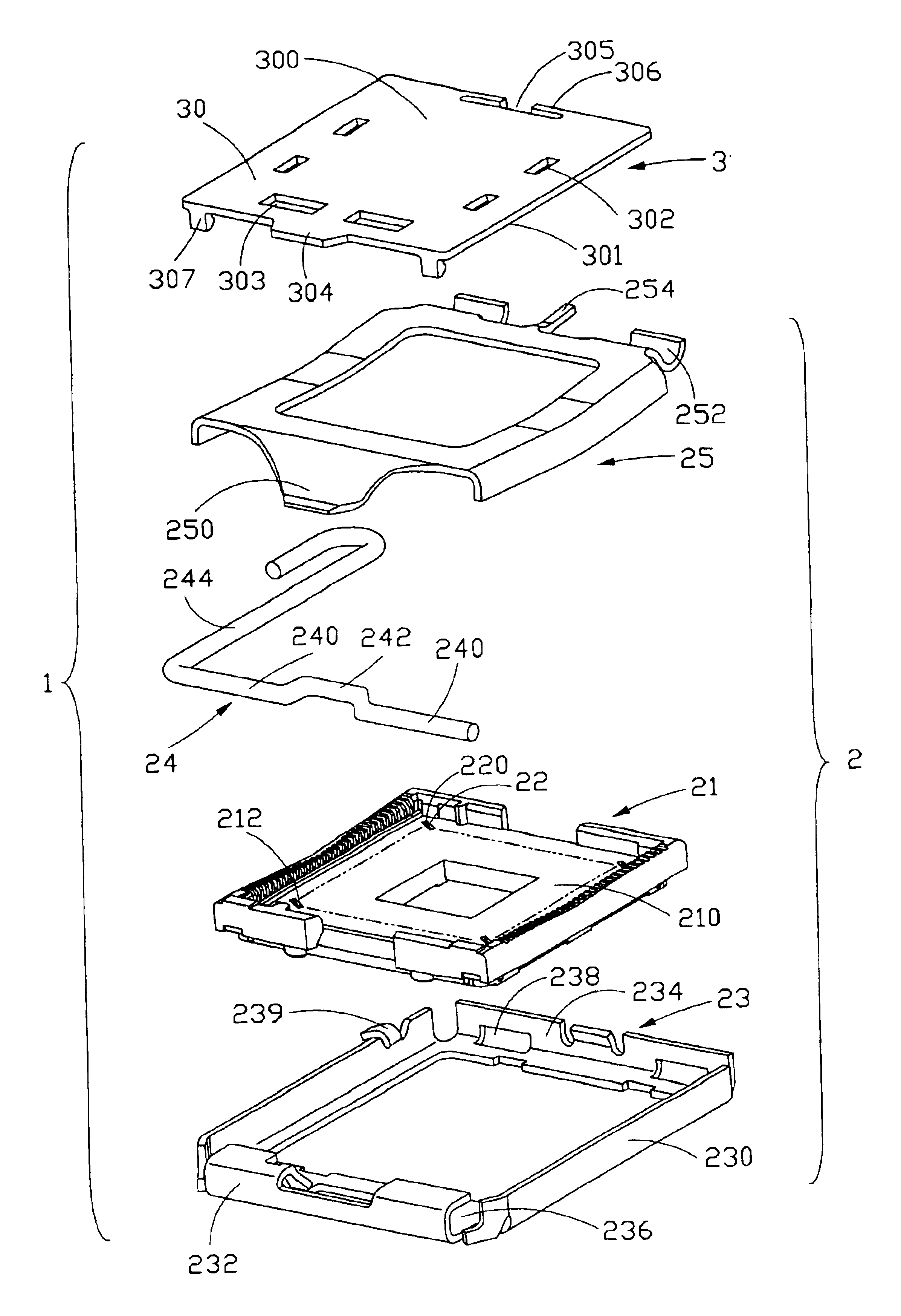 Land grid array connector assembly with pick up cap