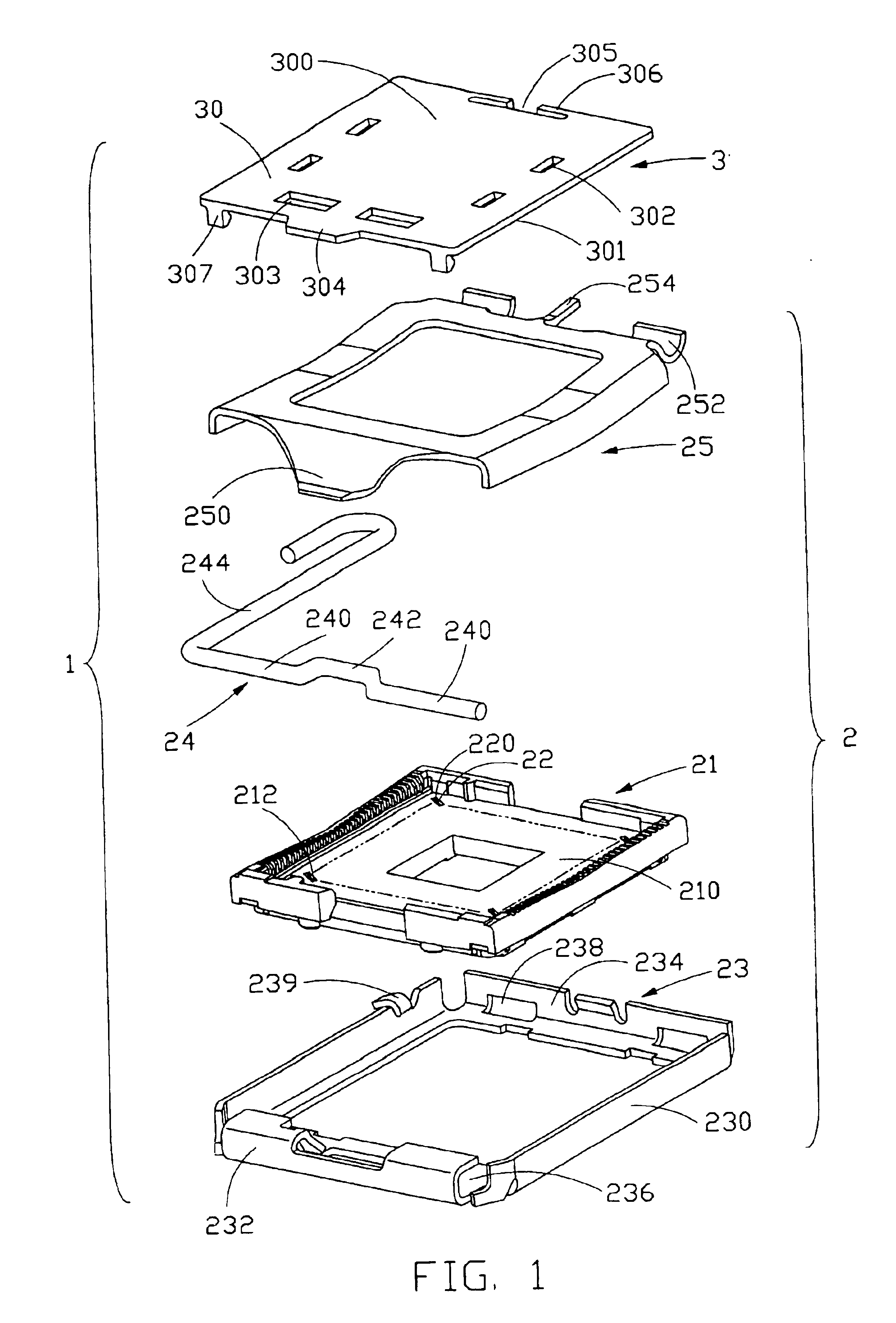 Land grid array connector assembly with pick up cap