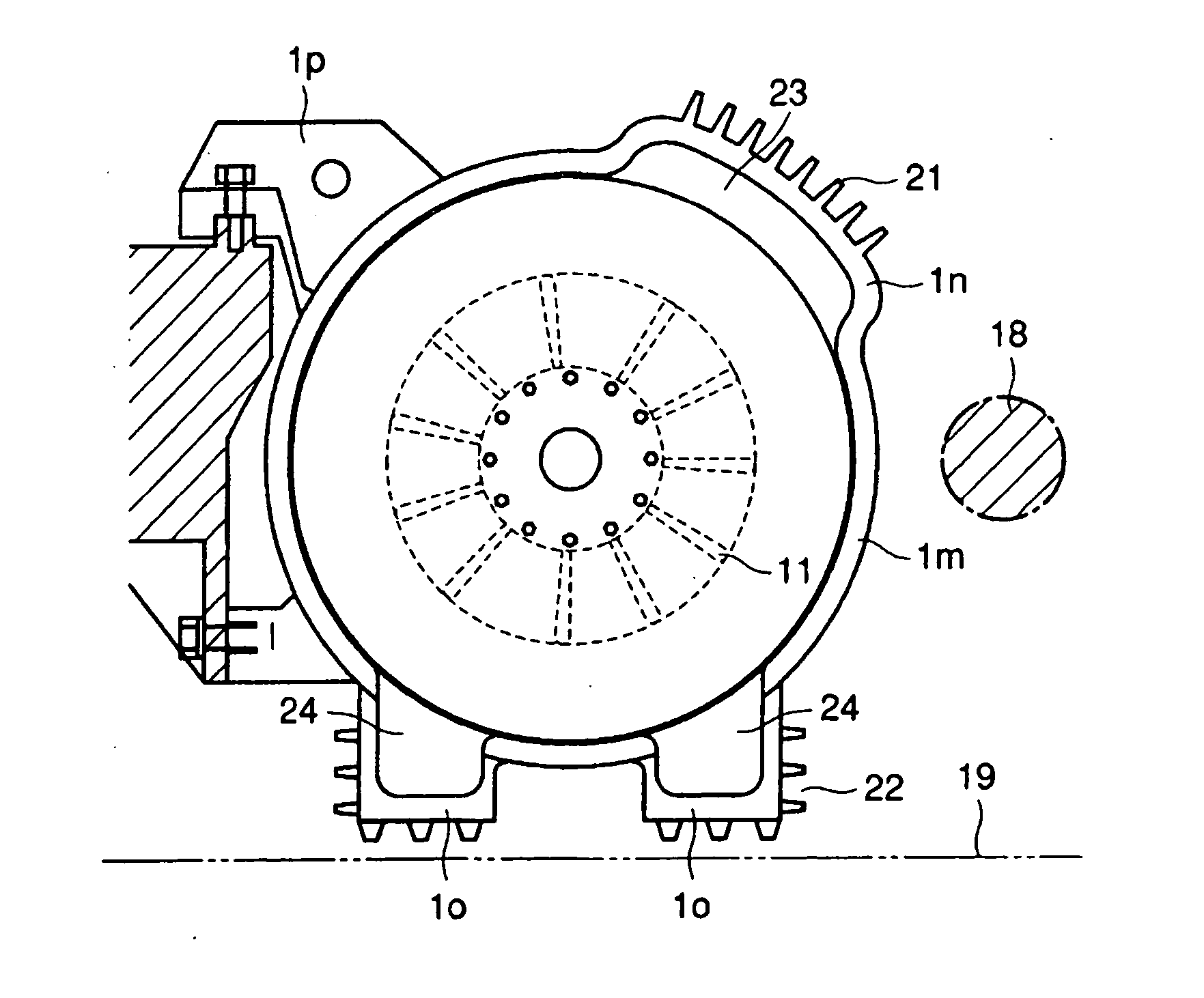 Totally hermetically sealed motor for a vehicle