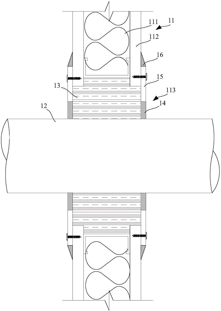 Fireproof structure allowing pipeline to penetrate lightgage steel joist gypsum board partition wall and construction method of fireproof structure