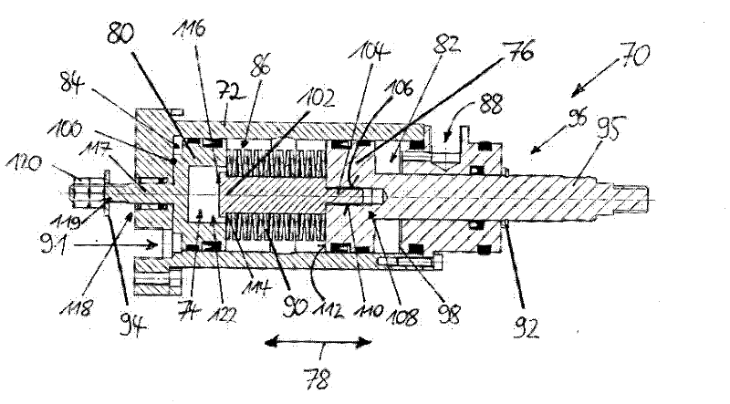 Shift cylinder, drive device, work machine as well as method for operating a work machine