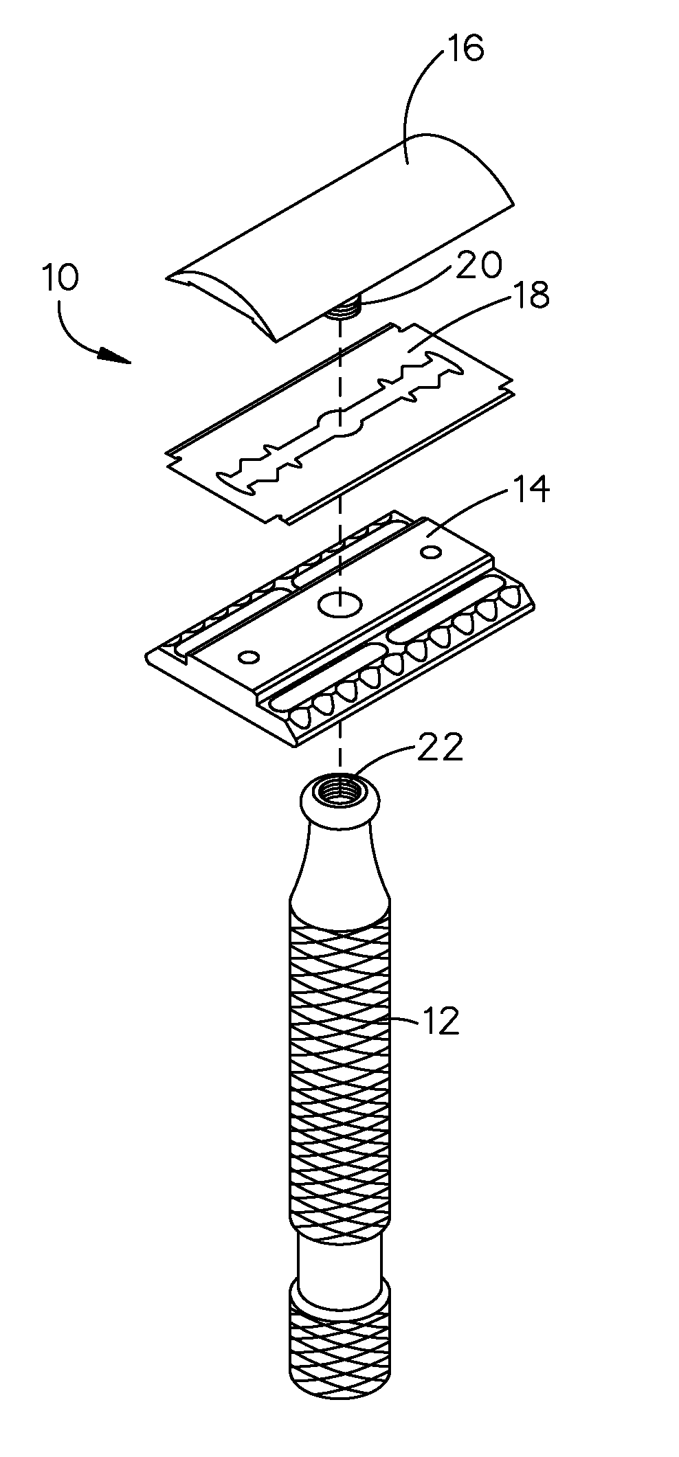 Double edge safety razor with razor blade alignment